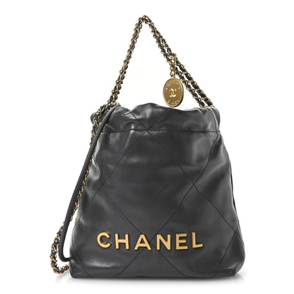 Chanel Shiny Calfskin Quilted Mini Chanel 22 Dark Grey 1 of 21