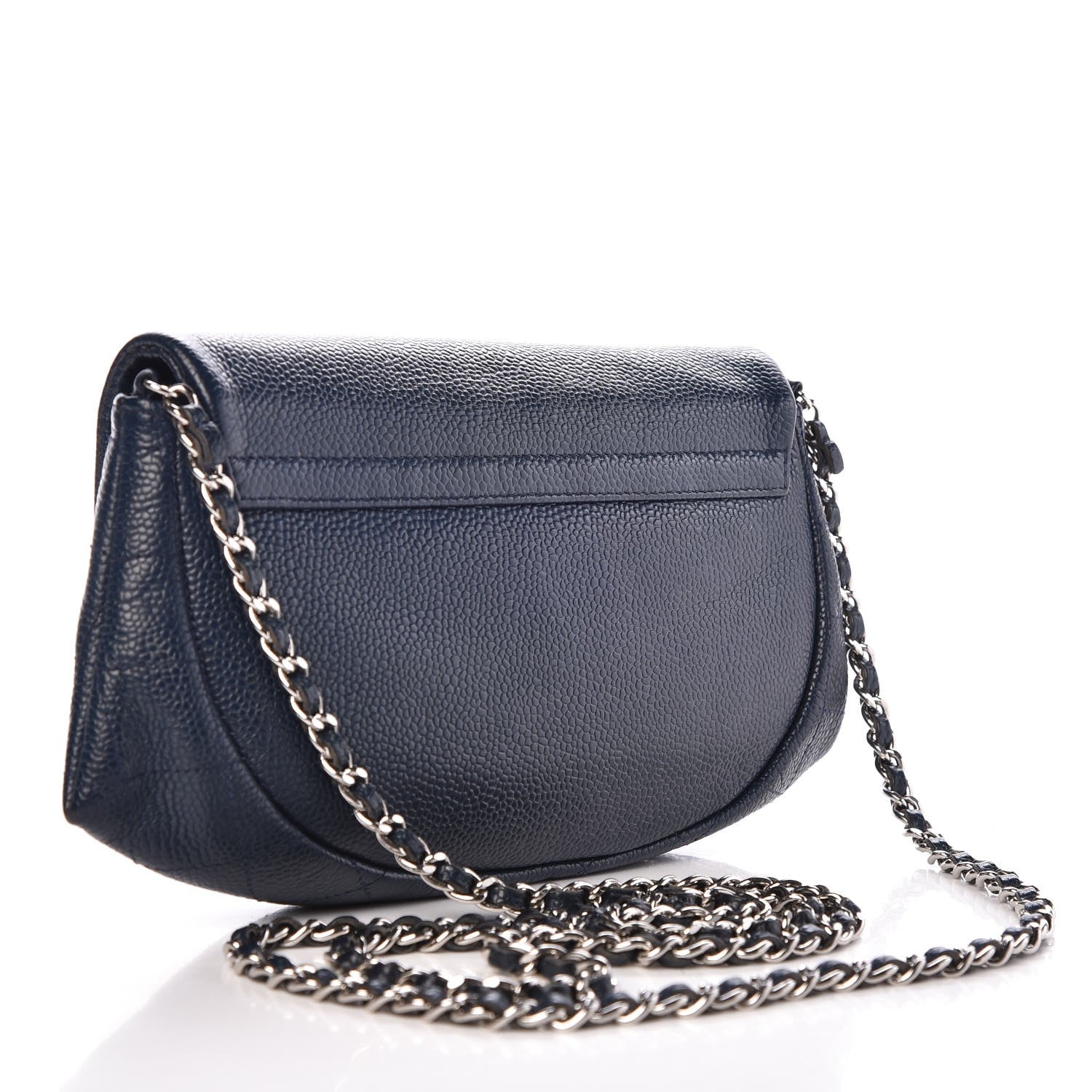 Chanel Caviar Half Moon Wallet On Chain WOC Blue 3 of 9