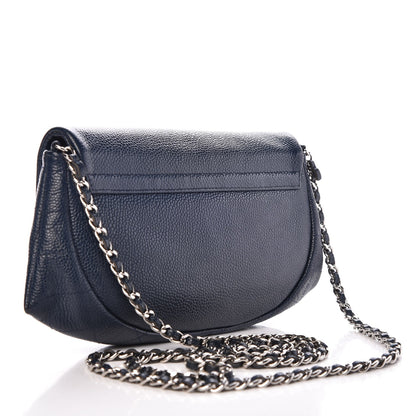 Chanel Caviar Half Moon Wallet On Chain WOC Blue 3 of 9