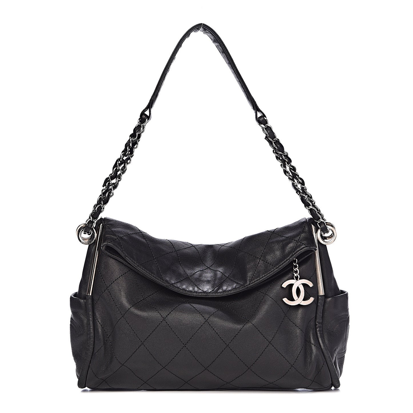 Lambskin Stitched Medium Ultimate Soft Tote Black