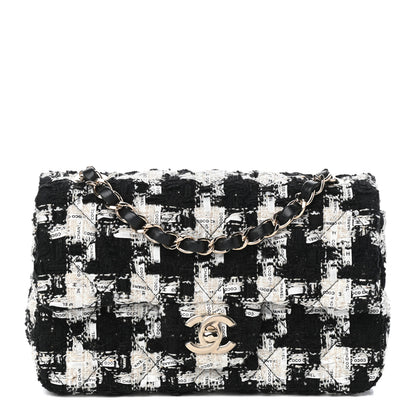 Chanel Tweed Quilted Mini Rectangular Flap Black Ecru White 1 of 10