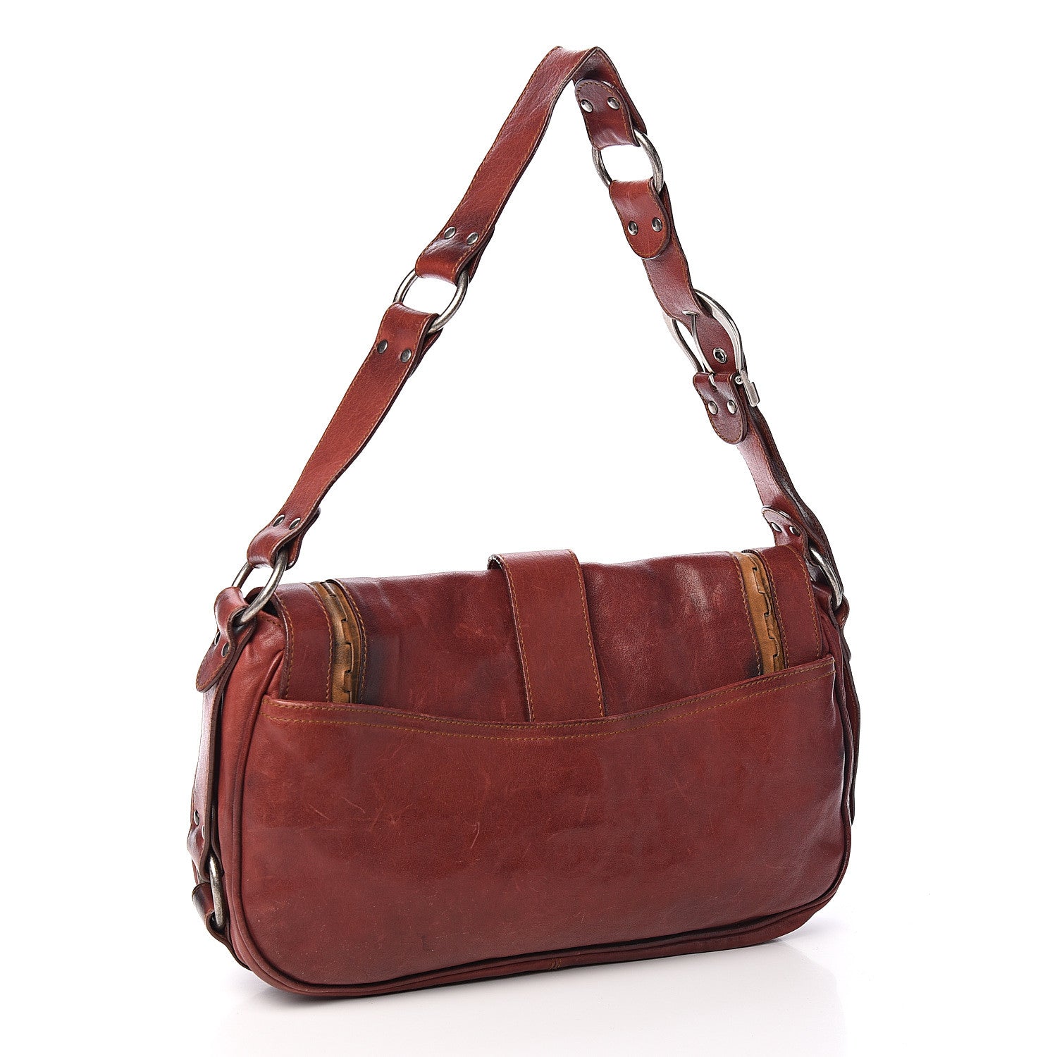 Christian Dior Calfskin Medium Gaucho Double Saddle Bag Red 2 of 13