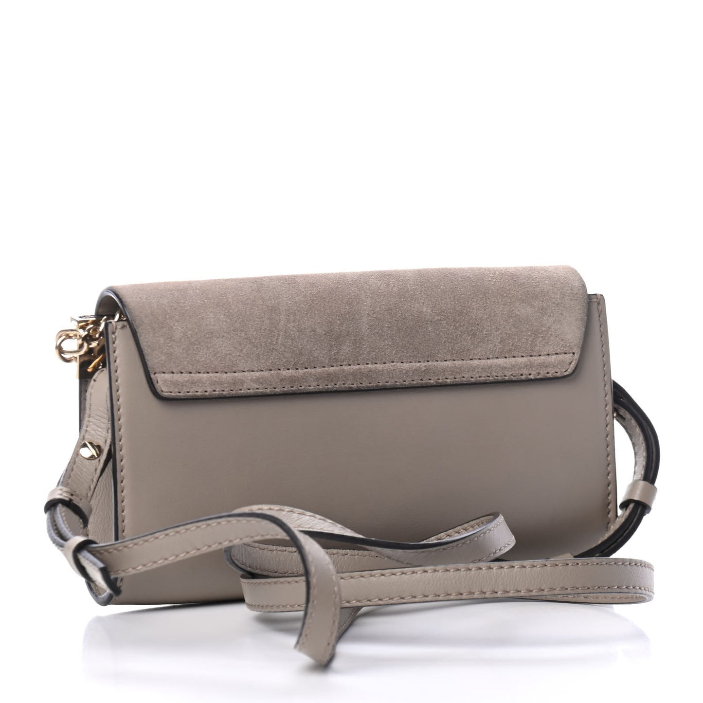 Suede Calfskin Mini Faye Shoulder Bag Motty Grey