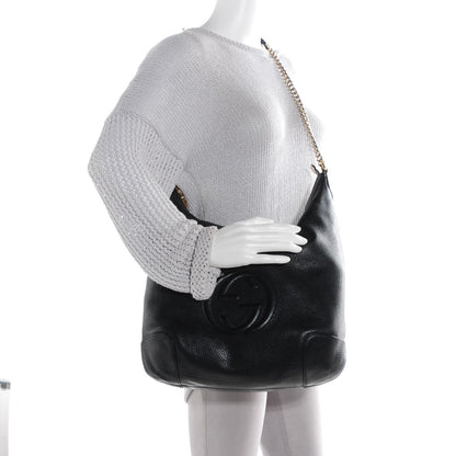 Gucci Pebbled Calfskin Medium Soho Chain Hobo Black 2 of 59