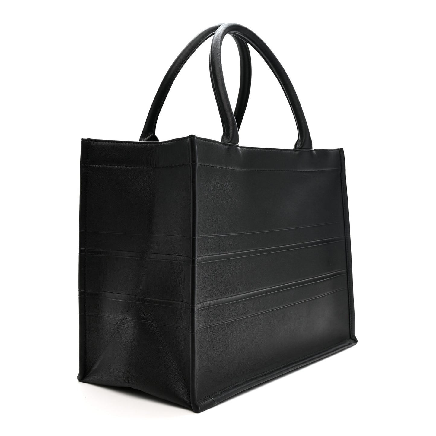 Calfskin Embossed Medium Book Tote Black