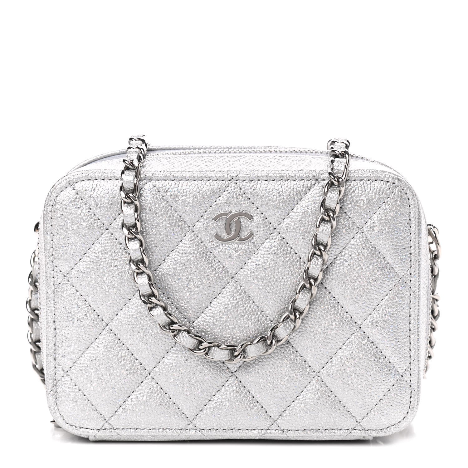 Chanel Metallic Caviar Quilted Camera Bag Silver 1 of 8