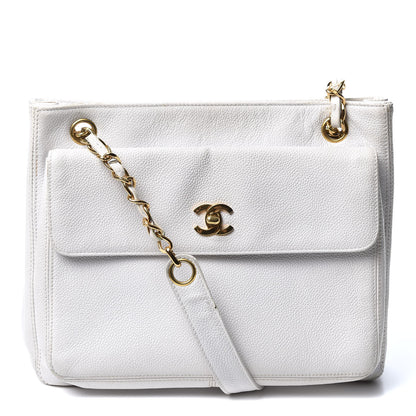 Chanel Caviar Flap Shoulder Bag White 1 of 15