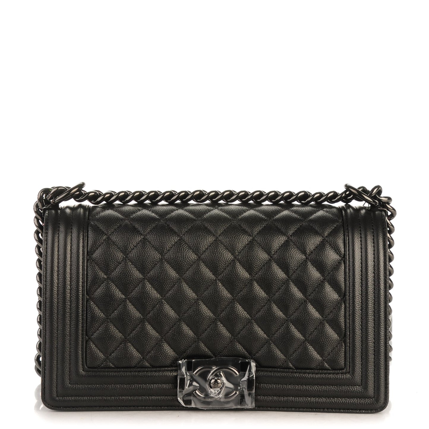 Caviar Quilted Medium Boy Flap So Black