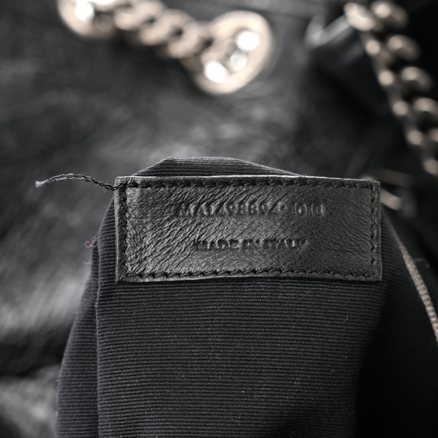 Crinkled Calfskin Matelasse Monogram Medium Niki Chain Satchel Black