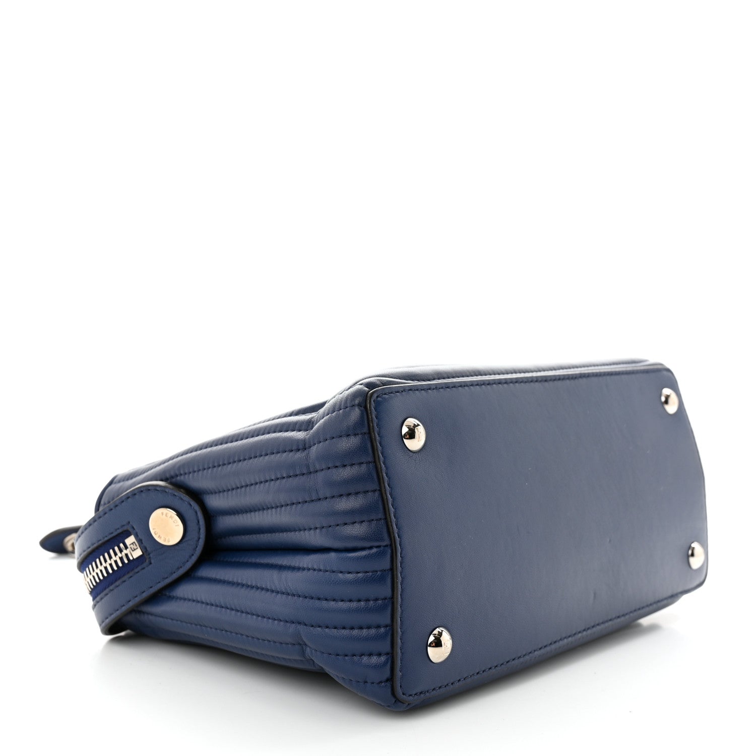 Fendi Shiny Nappa Trapuntata Chain Small DotCom Click Chain Satchel Blue 4 of 13
