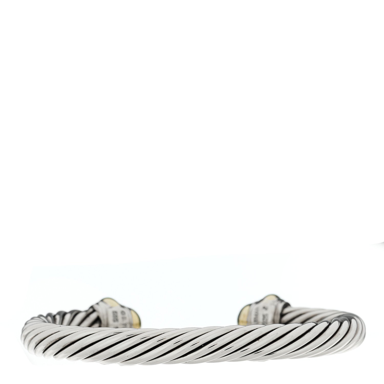 David Yurman Sterling Silver 14K Yellow Gold 7mm Cable Classics Dome Bracelet 2 of 3