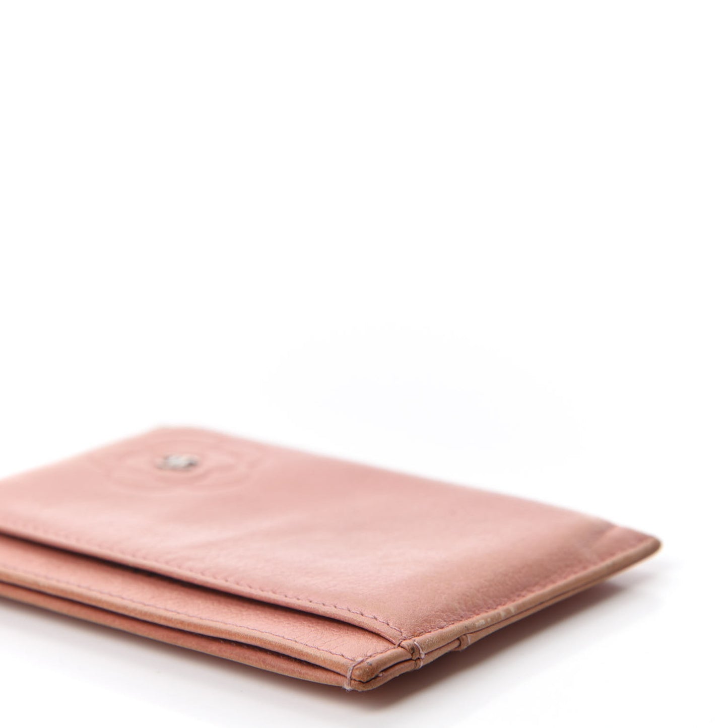 Goatskin Camellia Embossed Card Holder Orange