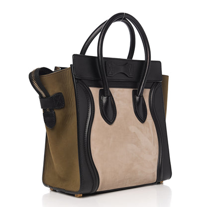 Celine Nubuck Smooth Calfskin Micro Tri-Color Luggage Olive 2 of 11