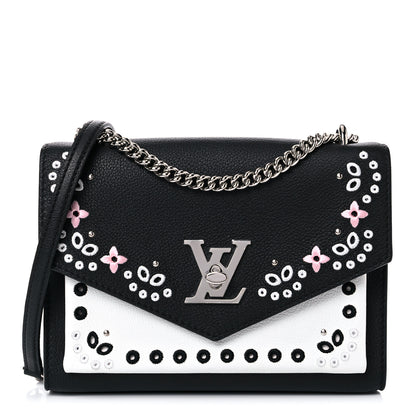 Louis Vuitton Soft Calfskin Embroidered My Lockme Chain Bag BB Black Snow White 1 of 10