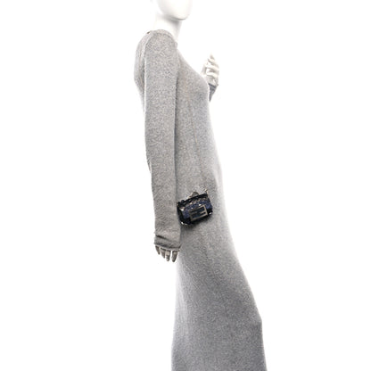Fendi Sequin Paillettes Shiny Nappa Sex and the City Nano Maxi Buckle Baguette Charm Dark Blue 2 of 10