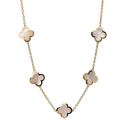 Van Cleef & Arpels 18K Yellow Gold Mother of Pearl 9 Motifs Pure Alhambra Pendant Necklace 1 of 6