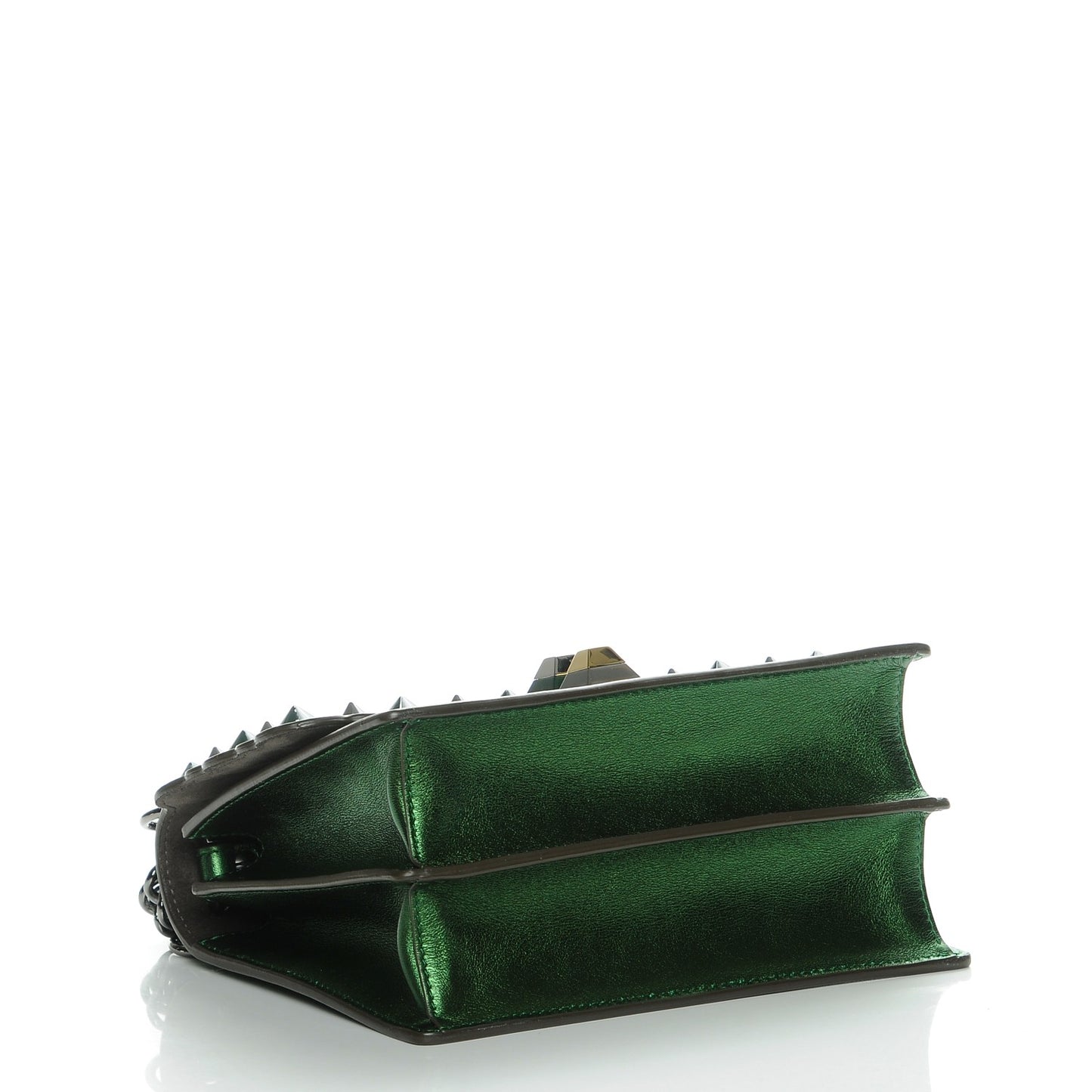 Vitello Catalan Mirror Scalloped Multi Studded Small Kan I Shoulder Bag Green