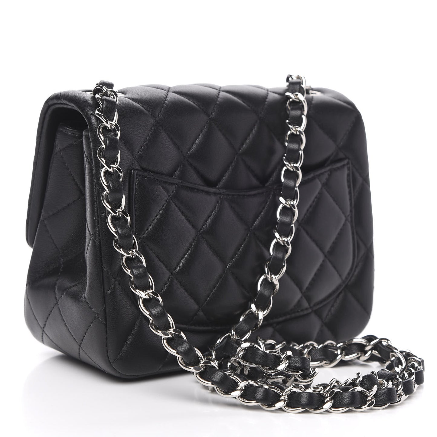 Lambskin Quilted Mini Square Flap Black