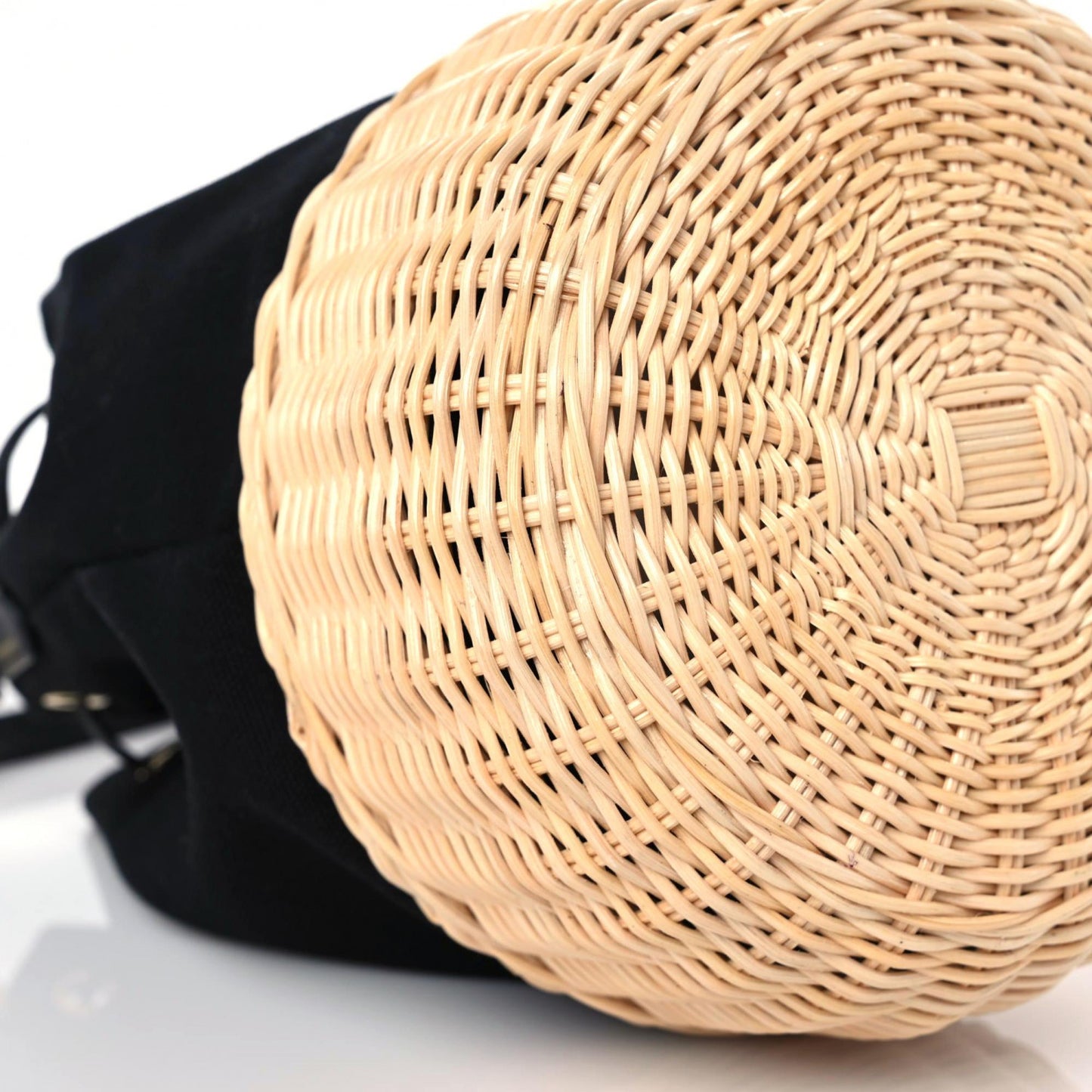 Wicker Canvas Bucket Bag Black