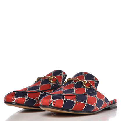 Gucci Mini GG Rhombus Chain Mens Princetown Slippers 7 Royal Bleuett Red 4 of 10