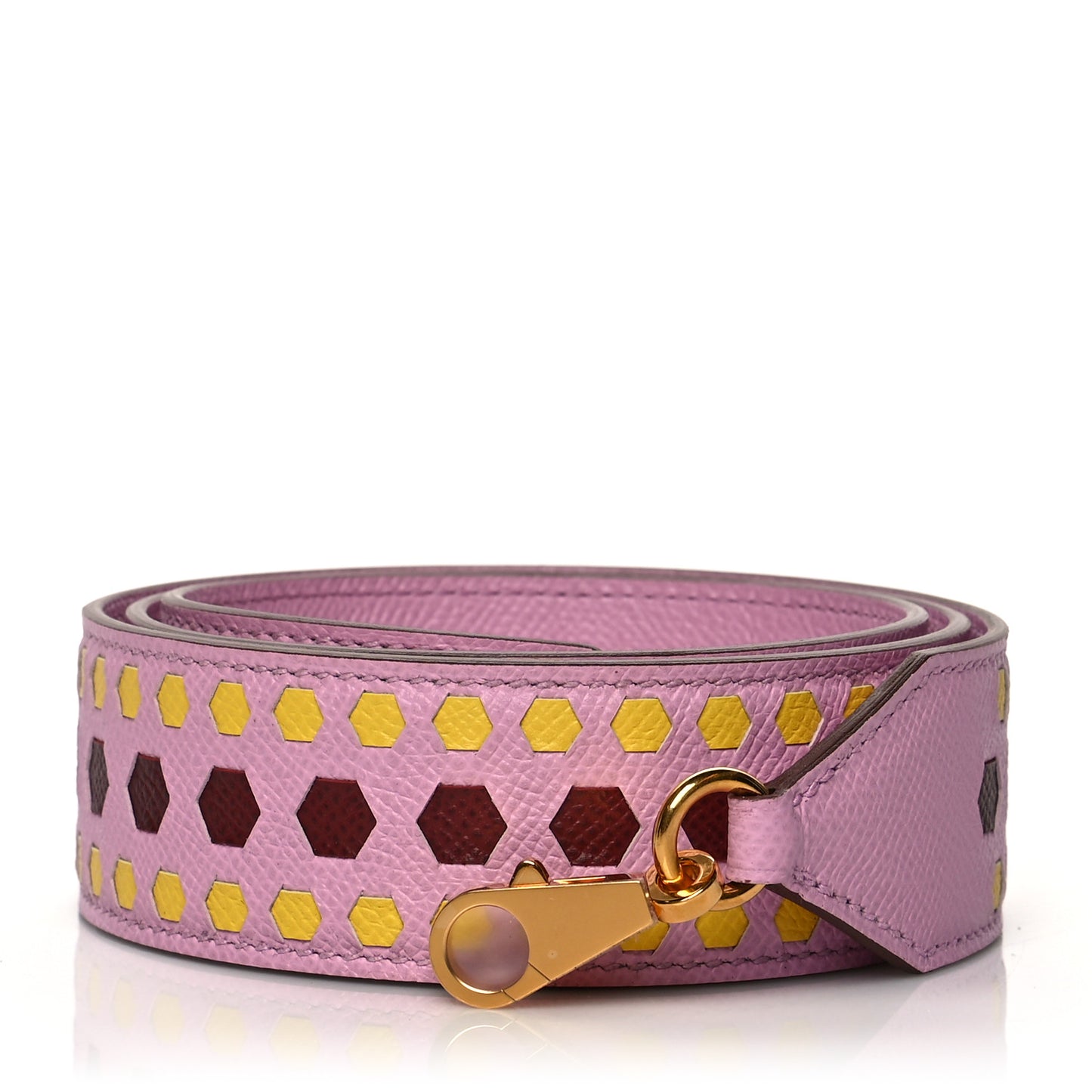 Epsom 30mm Hexagone Tressage Shoulder Strap Mauve Sylvestre Rouge H Jaune de Naples