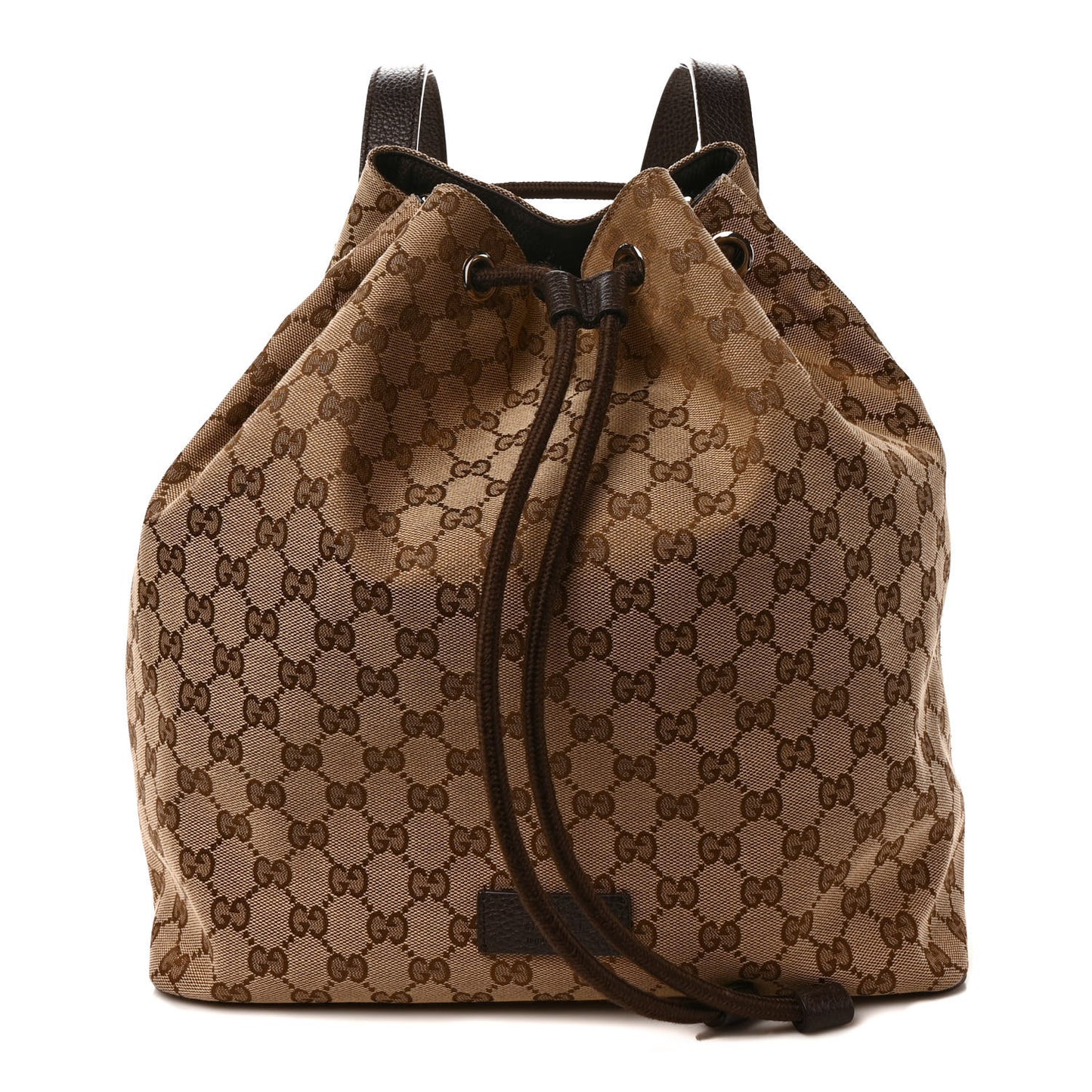 Monogram Dollar Calfskin O Drawstring Backpack Beige Ebony Testa di Moro Dark Chocolate
