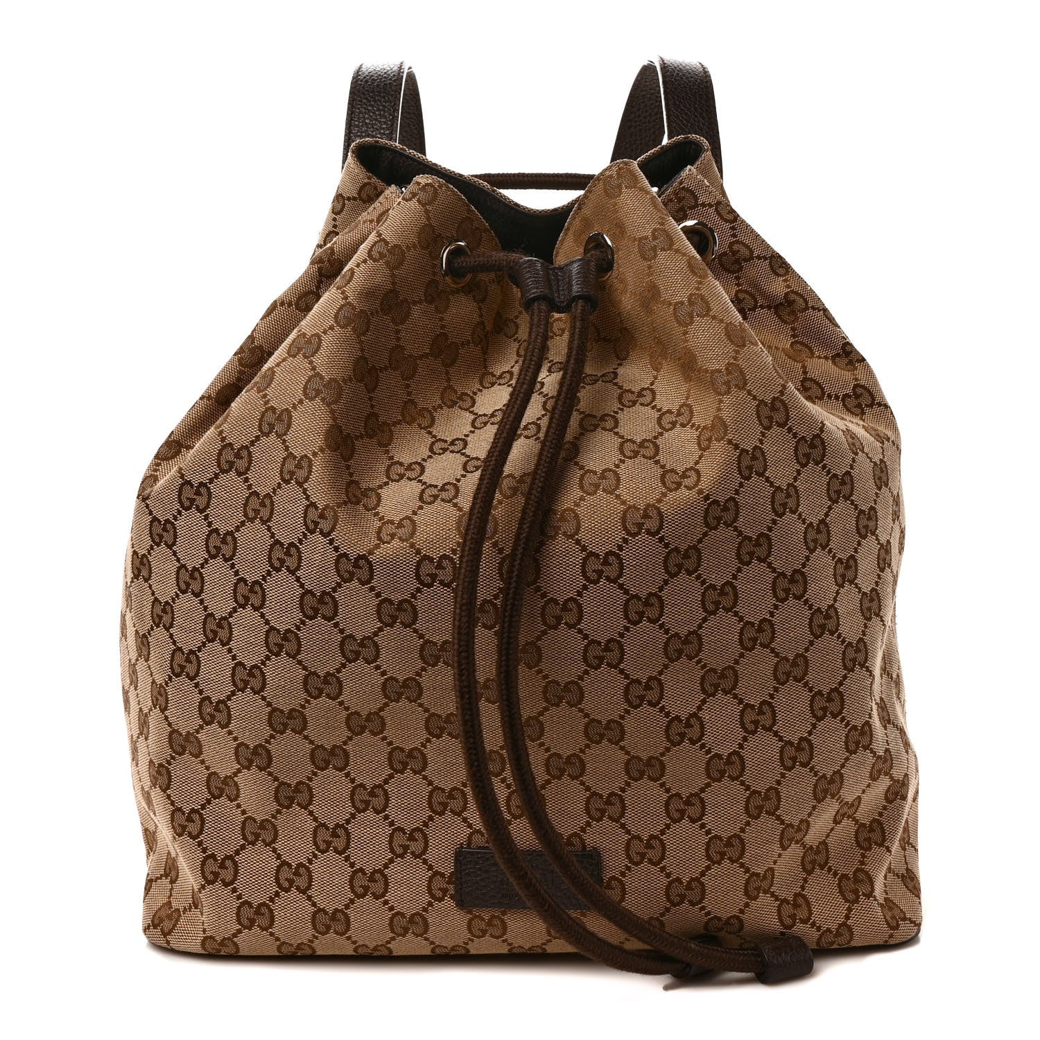 Gucci Monogram Dollar Calfskin O Drawstring Backpack Beige Ebony Testa di Moro Dark Chocolate 1 of 10