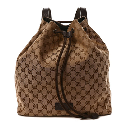 Gucci Monogram Dollar Calfskin O Drawstring Backpack Beige Ebony Testa di Moro Dark Chocolate 1 of 10