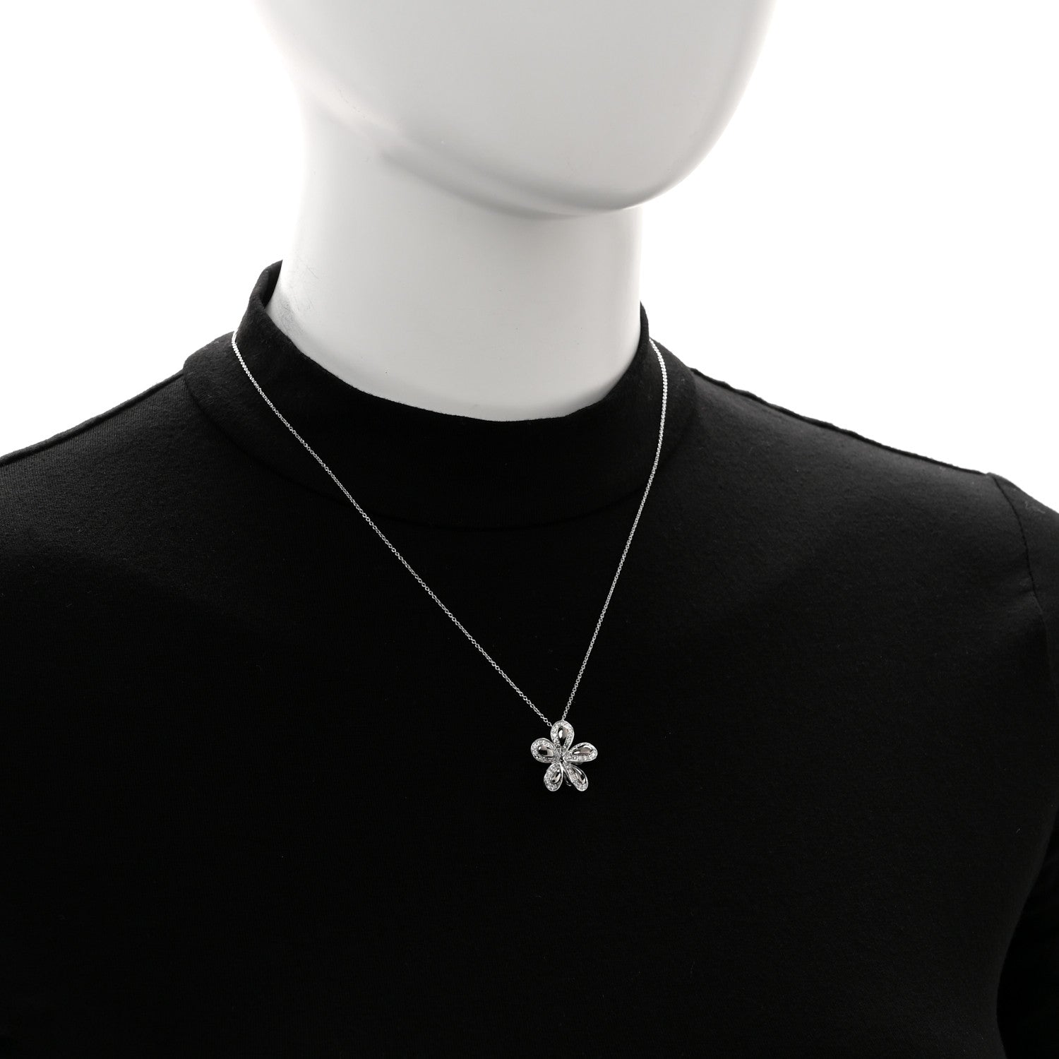 Roberto Coin 18K White Gold Diamond Fantasia Big Flower Pendant Necklace 2 of 6