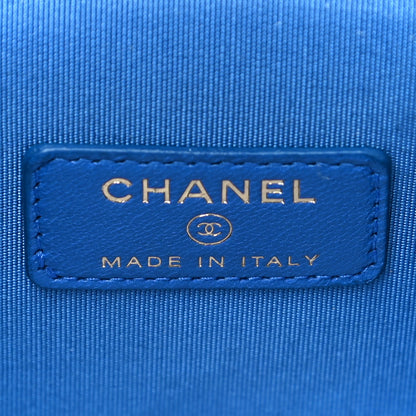 Chanel Raffia Jute Striped Mini Vanity Case With Chain Blue Beige 6 of 11