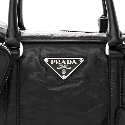 Prada Nappa Antique Small Re-Edition 2001 Two Handle Crossbody Bag Black 7 of 9