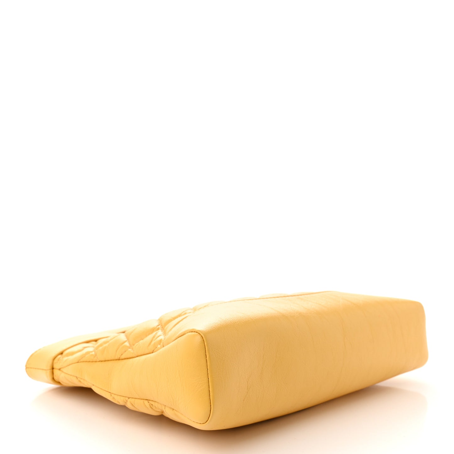 Shiny Crumpled Calfskin Quilted Mini 31 Shopping Bag Yellow
