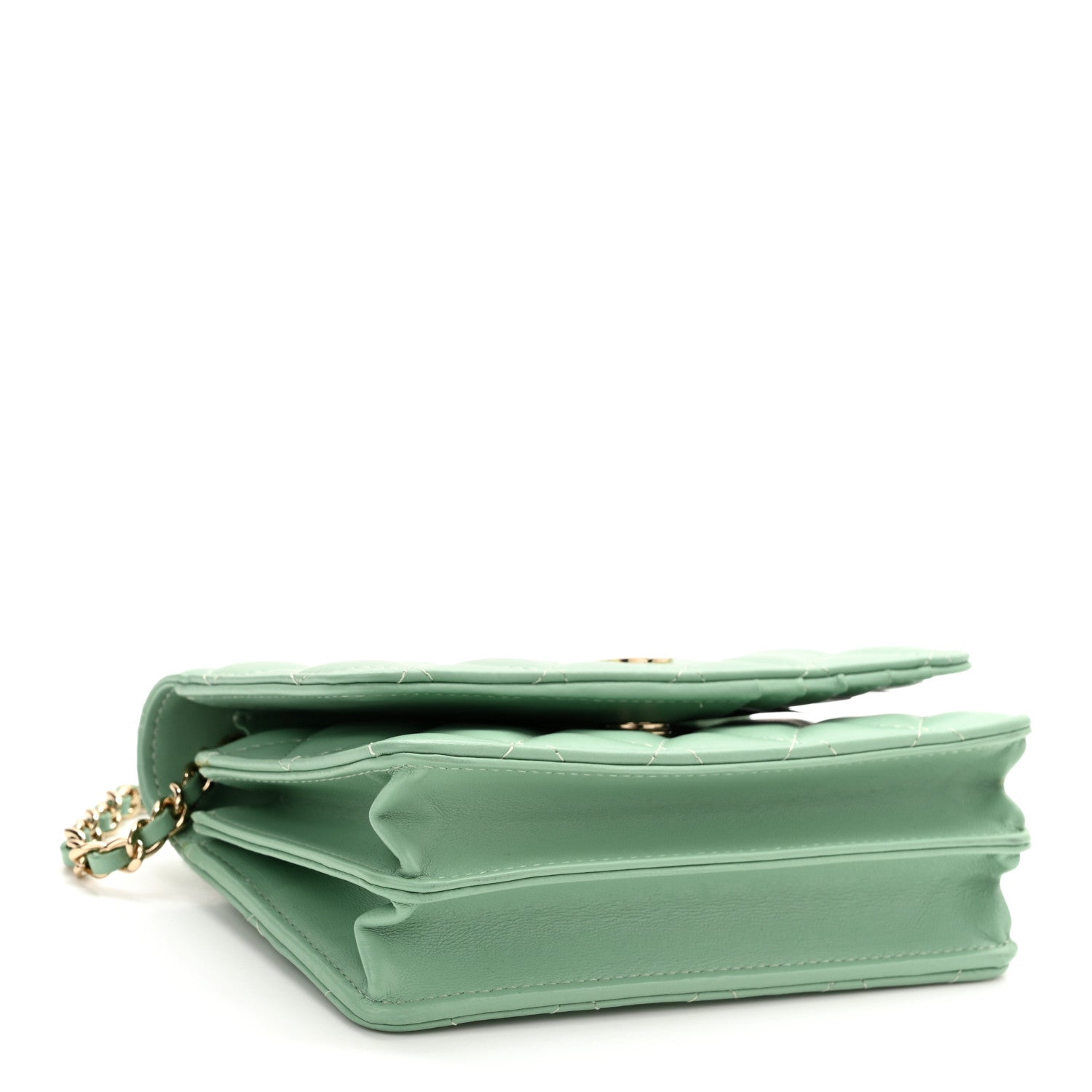 Chanel Lambskin Quilted Mini Wallet On Chain WOC Light Green 4 of 11