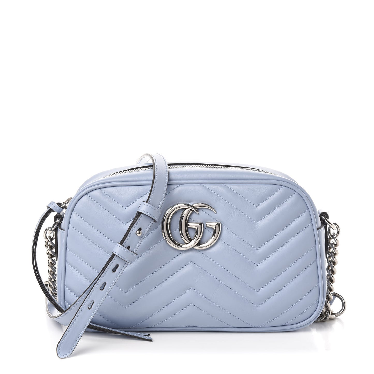 Calfskin Matelasse Small GG Marmont Chain Shoulder Bag Porcelain Light Blue