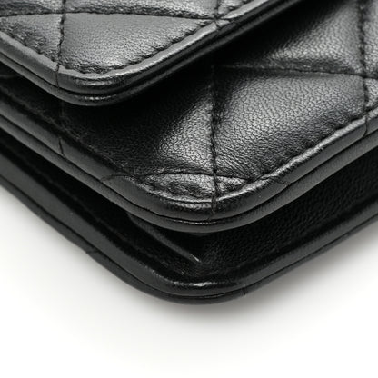 Chanel Lambskin Quilted Wallet On Chain WOC Black 12 of 16