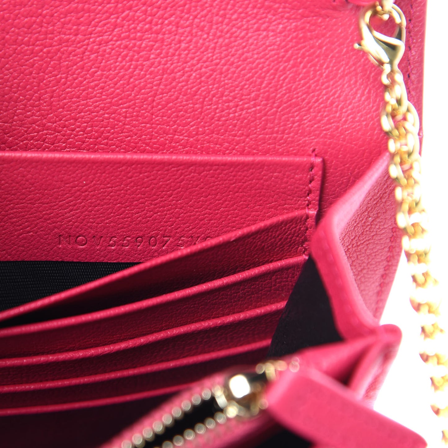 Calfskin Belle de Jour Chain Clutch Fuchsia