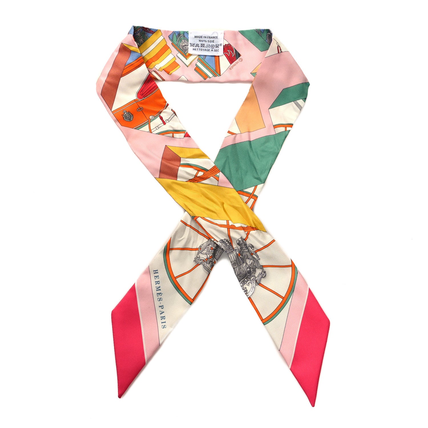 Hermes Silk Springs Springs Twilly Rose Vert Multicolor 1 of 3