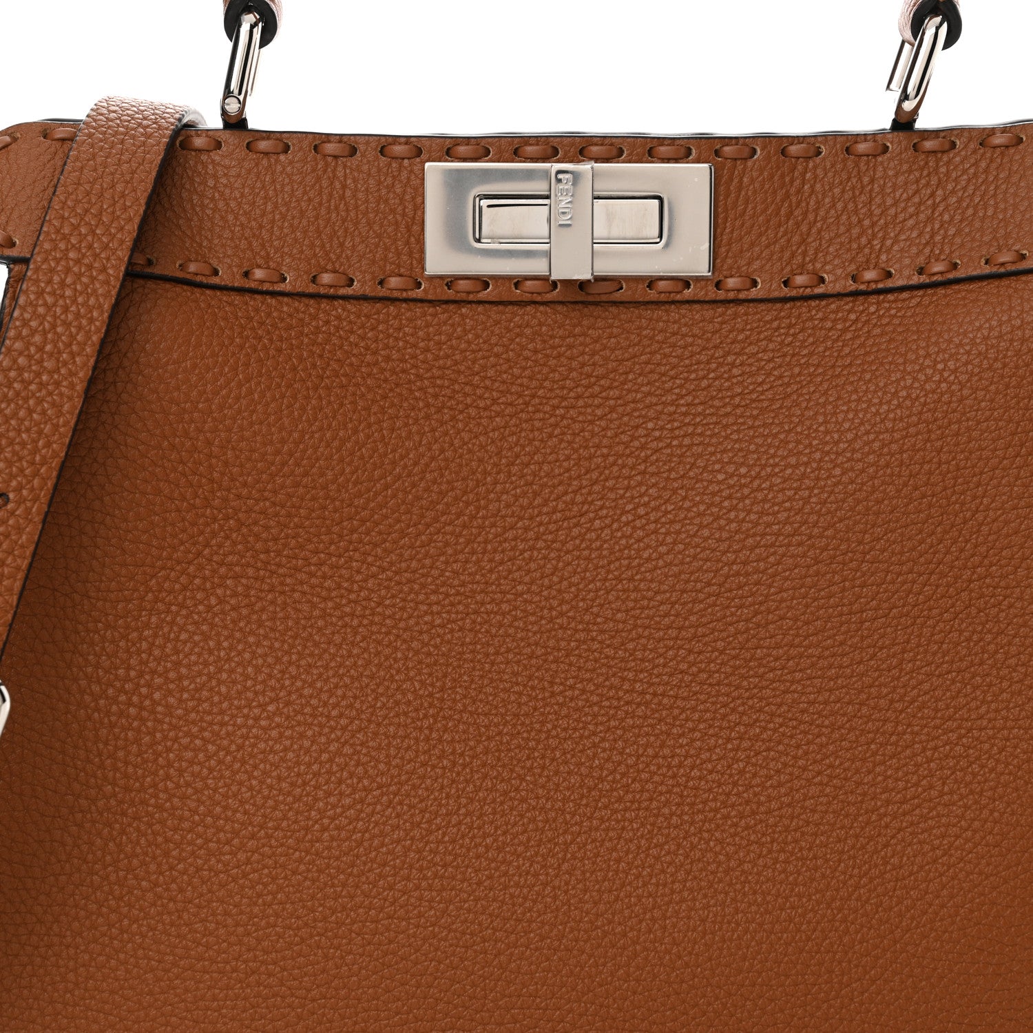 Fendi Cuoio Romano Selleria Bi-Color Medium Peekaboo Iconic Satchel Mou Deserto 8 of 11