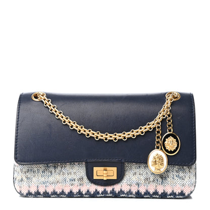 Chanel Smooth Calfskin Knit Nude 2.55 Reissue 225 Flap Navy 1 of 10