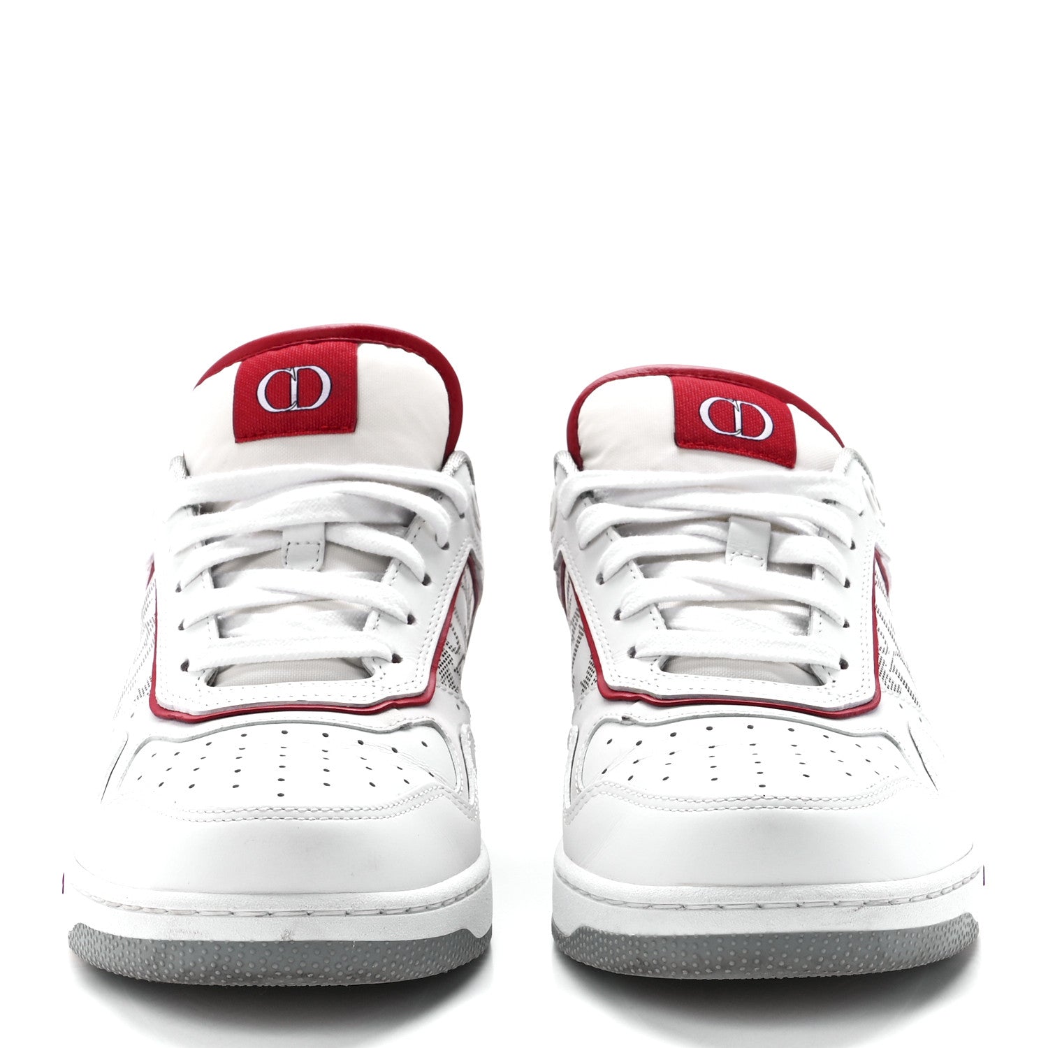 Christian Dior Smooth Calfskin Oblique Galaxy Perforated Mens B27 Low Top Sneakers 40 White Red 2 of 9