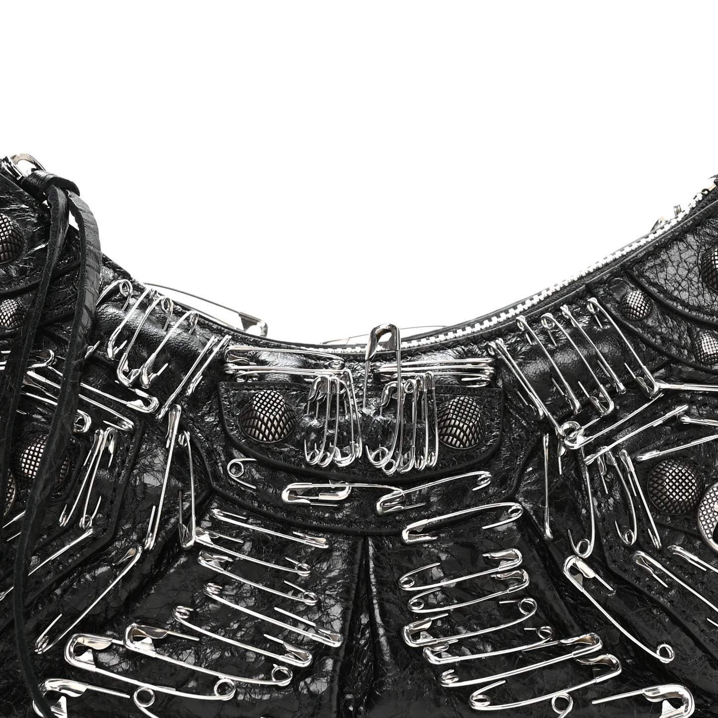 Agneau Arena Used Effect Le Cagole Shoulder Bag XS Black