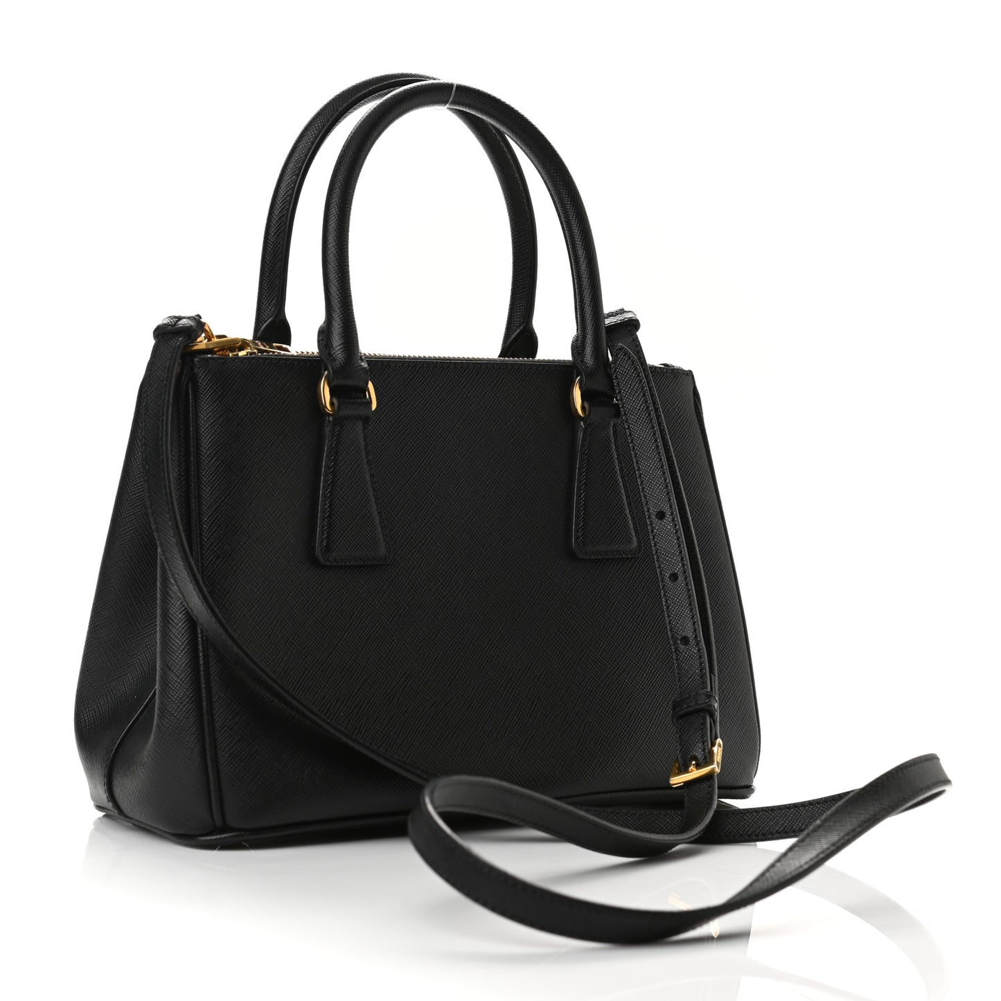 Saffiano Small Galleria Double Zip Tote Black
