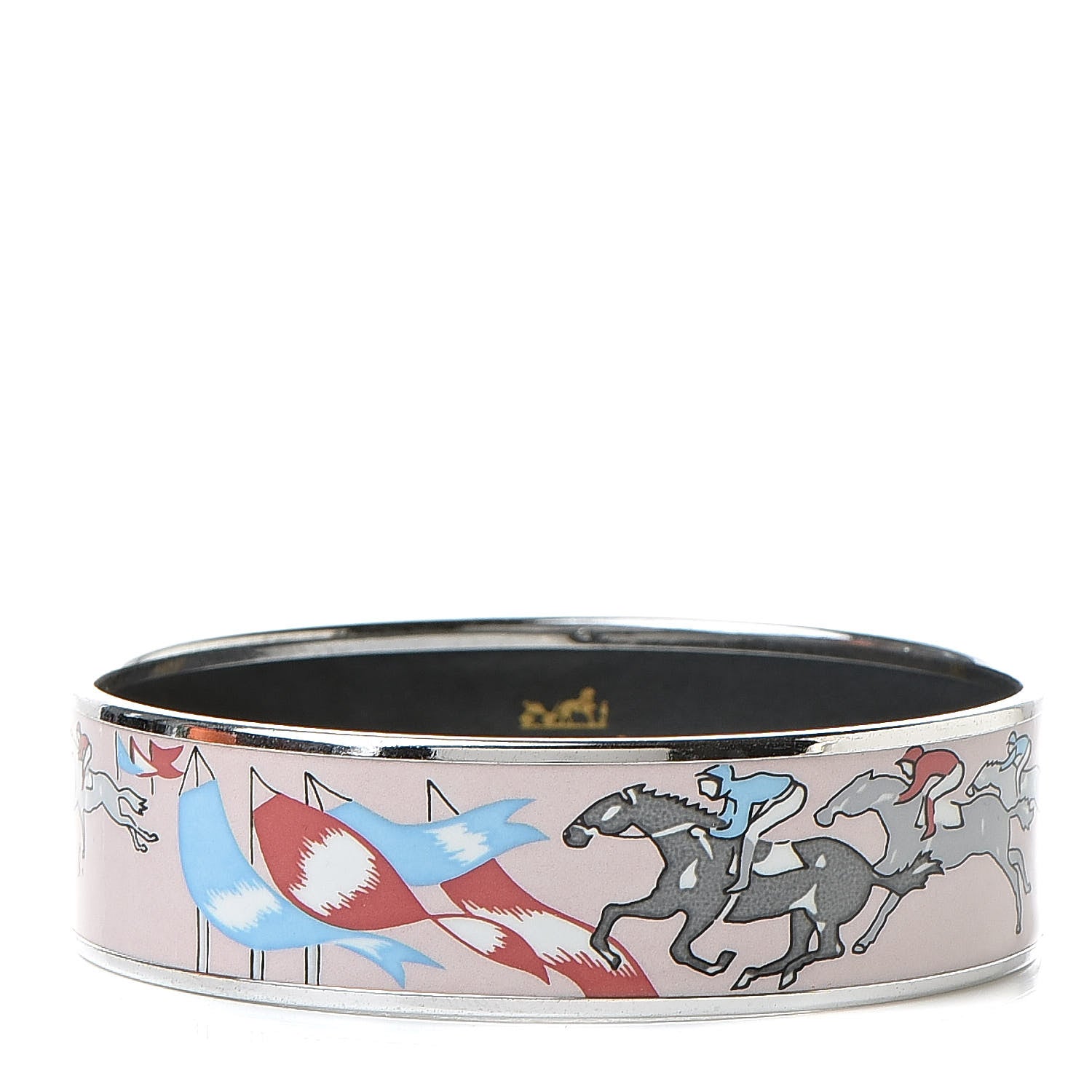 Hermes Enamel Printed Horse Racing Wide Bracelet 70 1 of 6