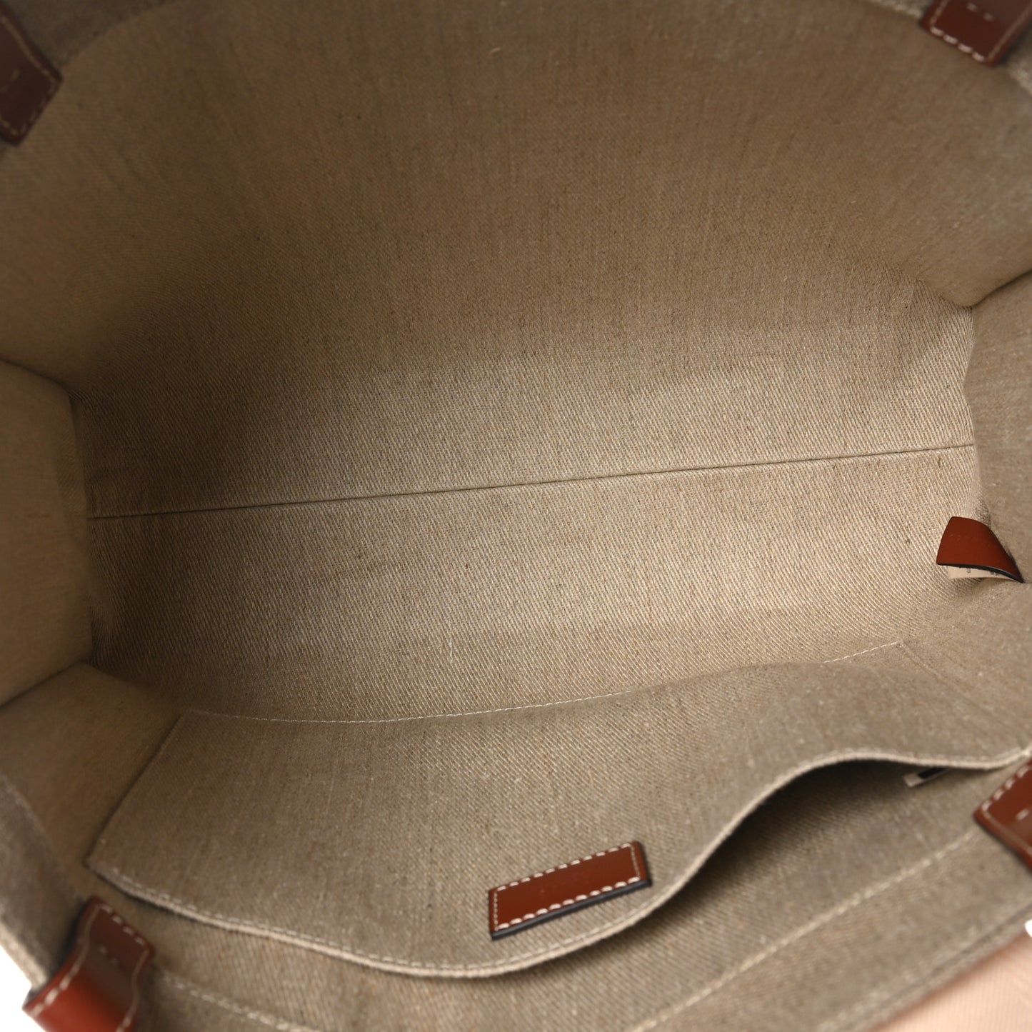Linen Calfskin Medium Woody Ribbon Tote White Brown