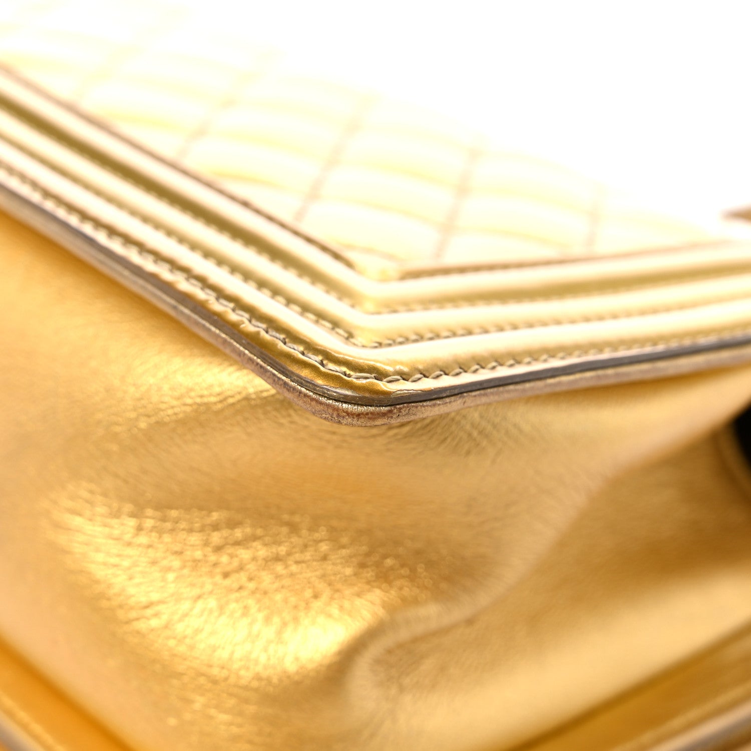 Chanel Metallic Patent Calfskin Quilted Medium Boy Flap Gold 10 of 19