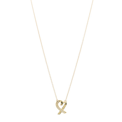 Tiffany 18K Yellow Gold Diamond Small Paloma Picasso Loving Heart Pendant Necklace 1 of 8