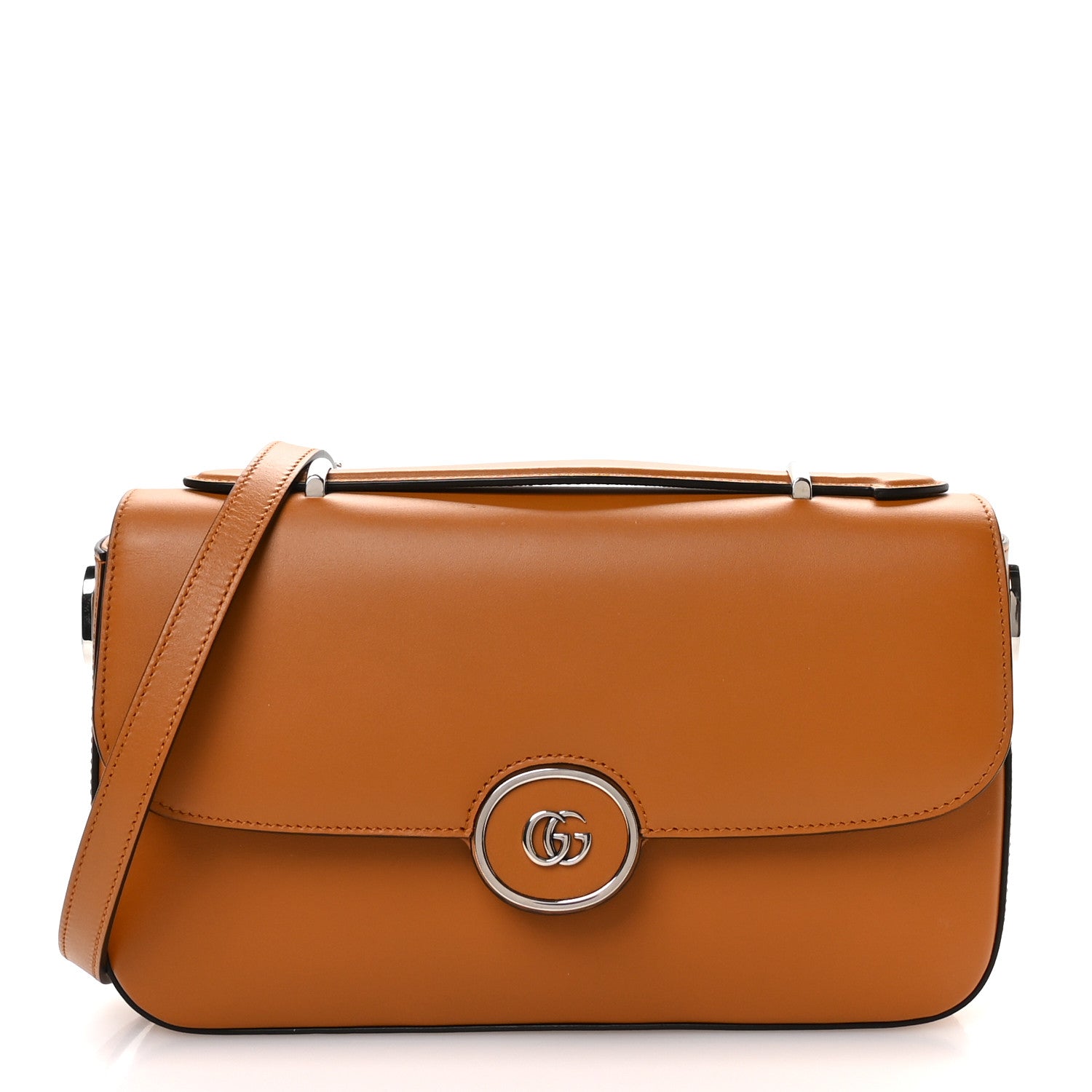 Gucci Senna Calfskin Petite GG Top Handle Shoulder Bag Brown 1 of 10