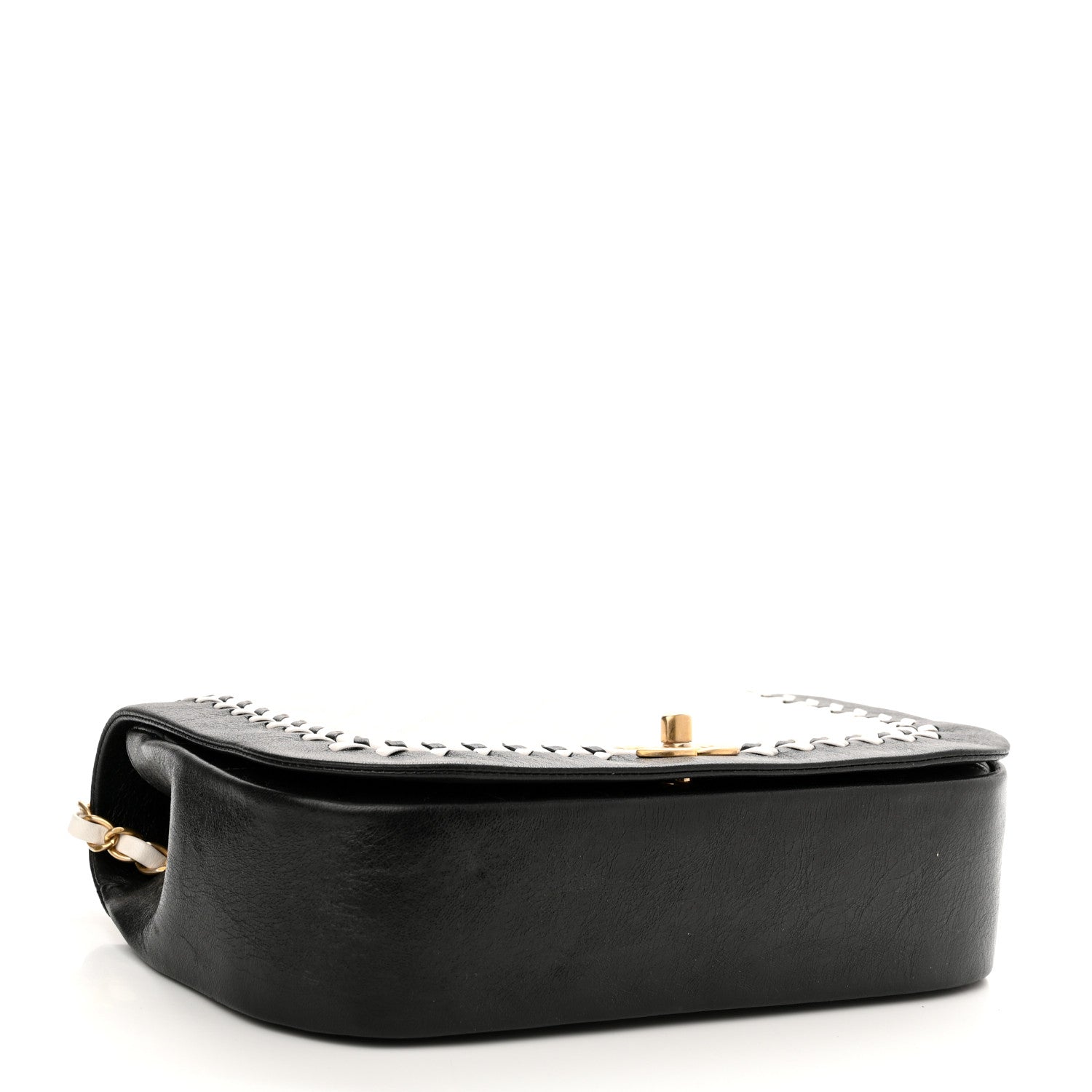 Chanel Calfskin Braided Flap White Black 3 of 10
