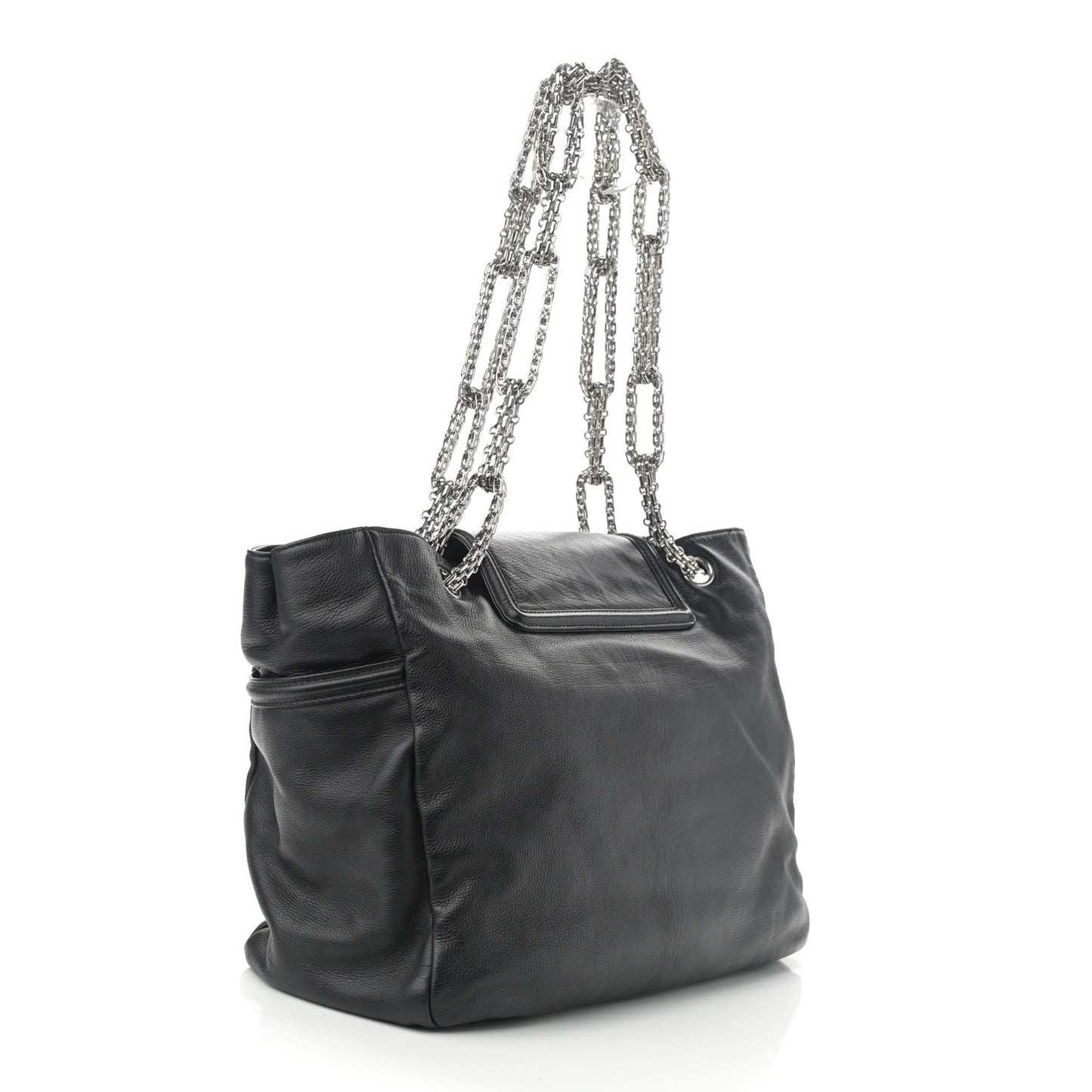 Calfskin Mademoiselle Lock Shopper Tote Black