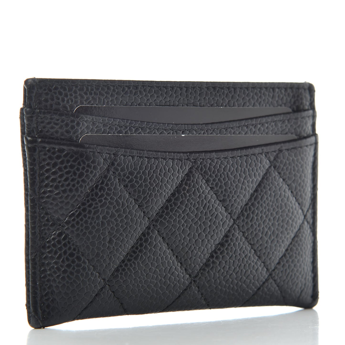 Caviar Quilted Card Holder Black
